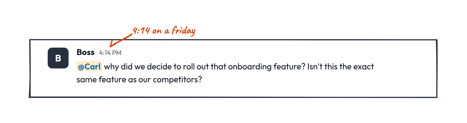 Boss slack message