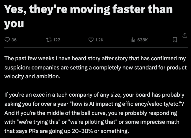 Claire Vo's article: yes they are moving faster than you